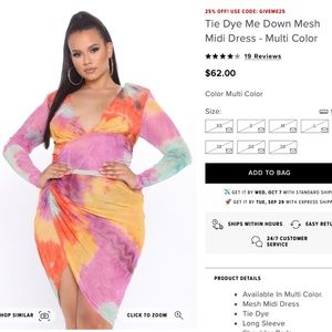 Fashion Nova Tie Dye Me Down Mesh Midi Dress